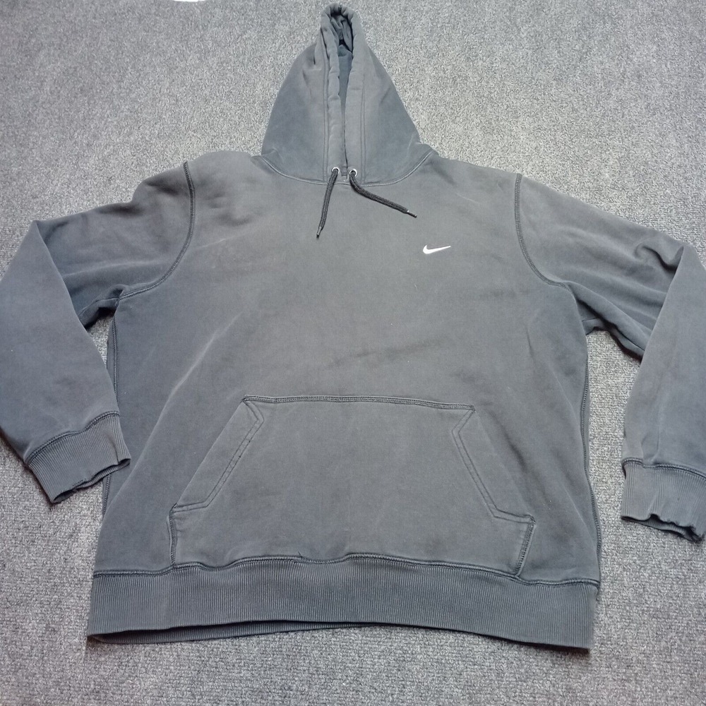 Nike‎ Hoodie Adult XL Black Pullover Fleece Sweater Swoosh Streetwear Fade Out